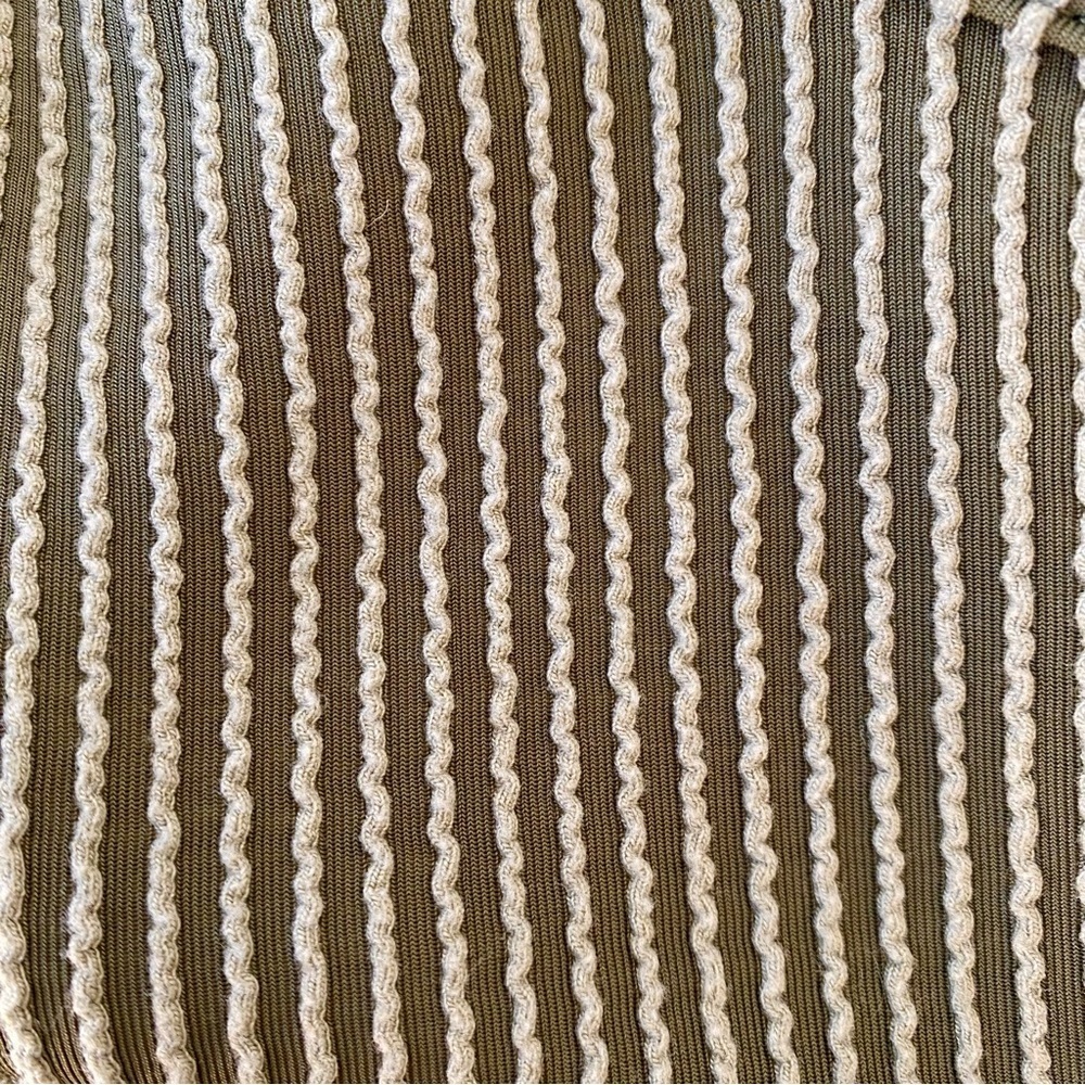 Textured Rib V-Neck Pocket Tee — Sage/Olive Stripe (Size S) - Picture 9 of 9